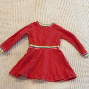 Mini Boden Red sweatshirt Dress with Multicolor Trim size 3T